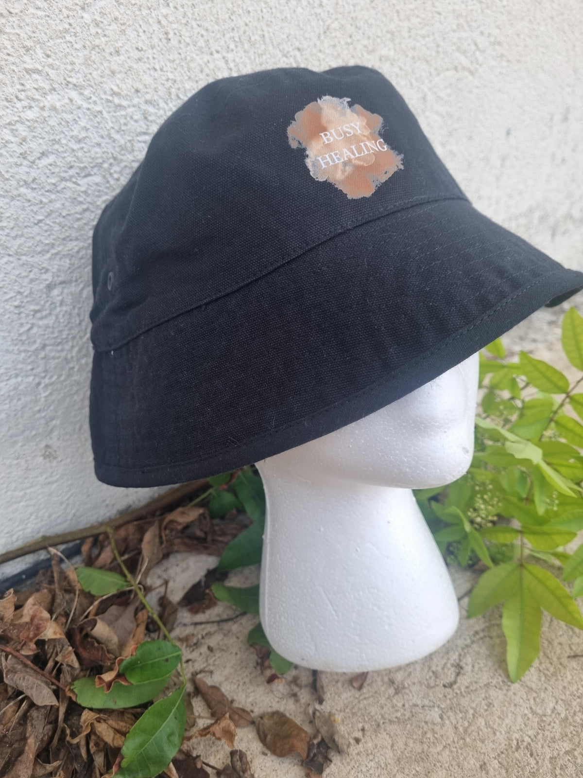 Slogan Bucket Hat- Brown Busy