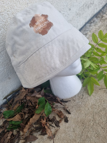 Slogan Bucket Hat- Brown Busy