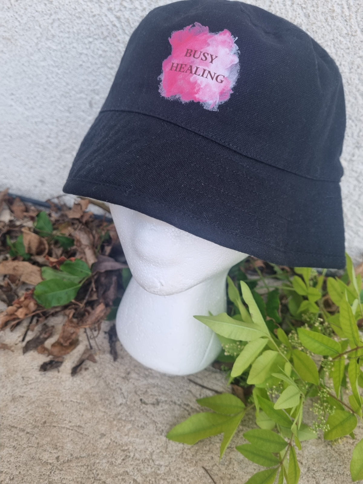 Slogan Bucket Hat- Pink Busy