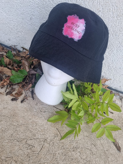 Slogan Bucket Hat- Pink Busy